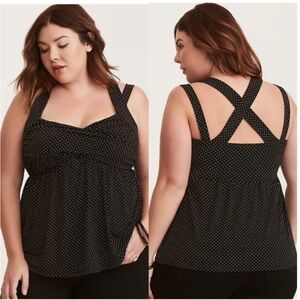 NWT! Torrid 3 Polka Dot Crisscross Babydoll Tank